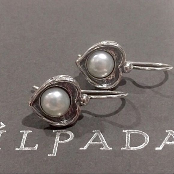 SILPADA Forever Fearless Sterling Silver 925 Pearl Drop Earrings - Picture 4 of 10